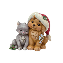 Fur the Love of Christmas - Kitten & Puppy with Santa Hat  - Country N More Gifts