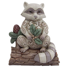 White Woodland Raccoon with Pinecone