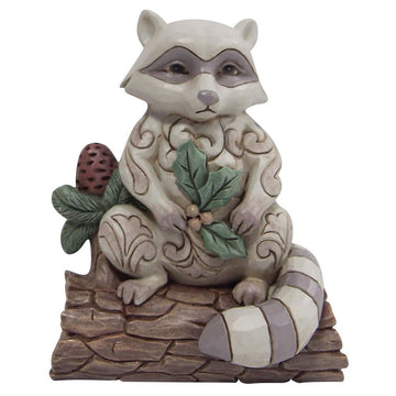 White Woodland Raccoon with Pinecone  - Country N More Gifts