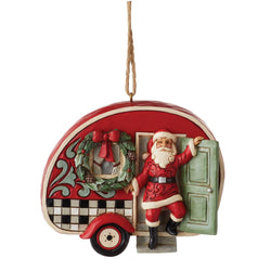 Highland Glen - Santa in Plaid Camper Ornament  - Country N More Gifts