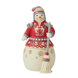 Outside The Snow is Falling - Nordic Noel Snowman with Broom  - Country N More Gifts