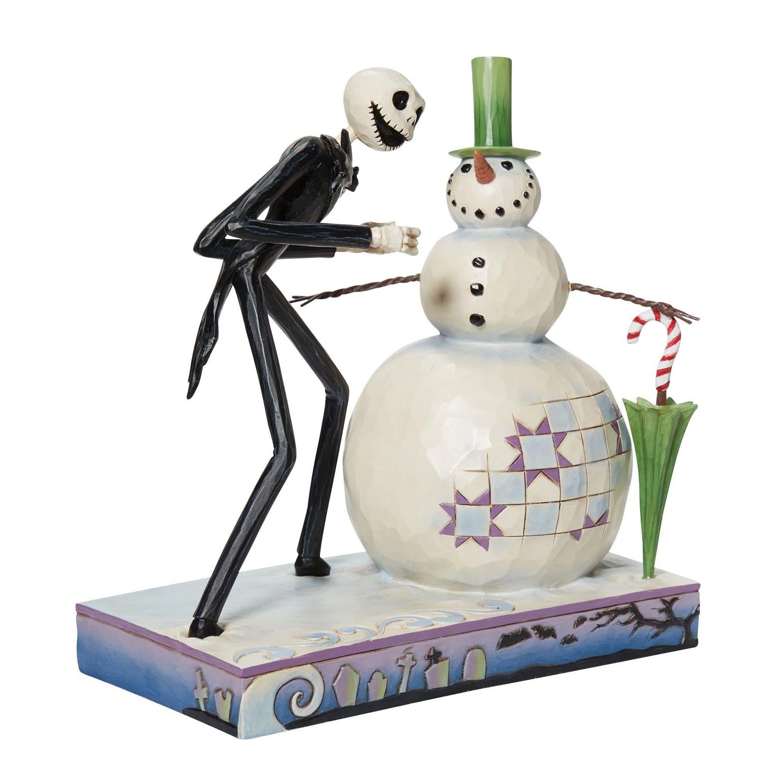 A Snowy Discovery - Nightmare Before Christmas Jack with Snowman  - Country N More Gifts