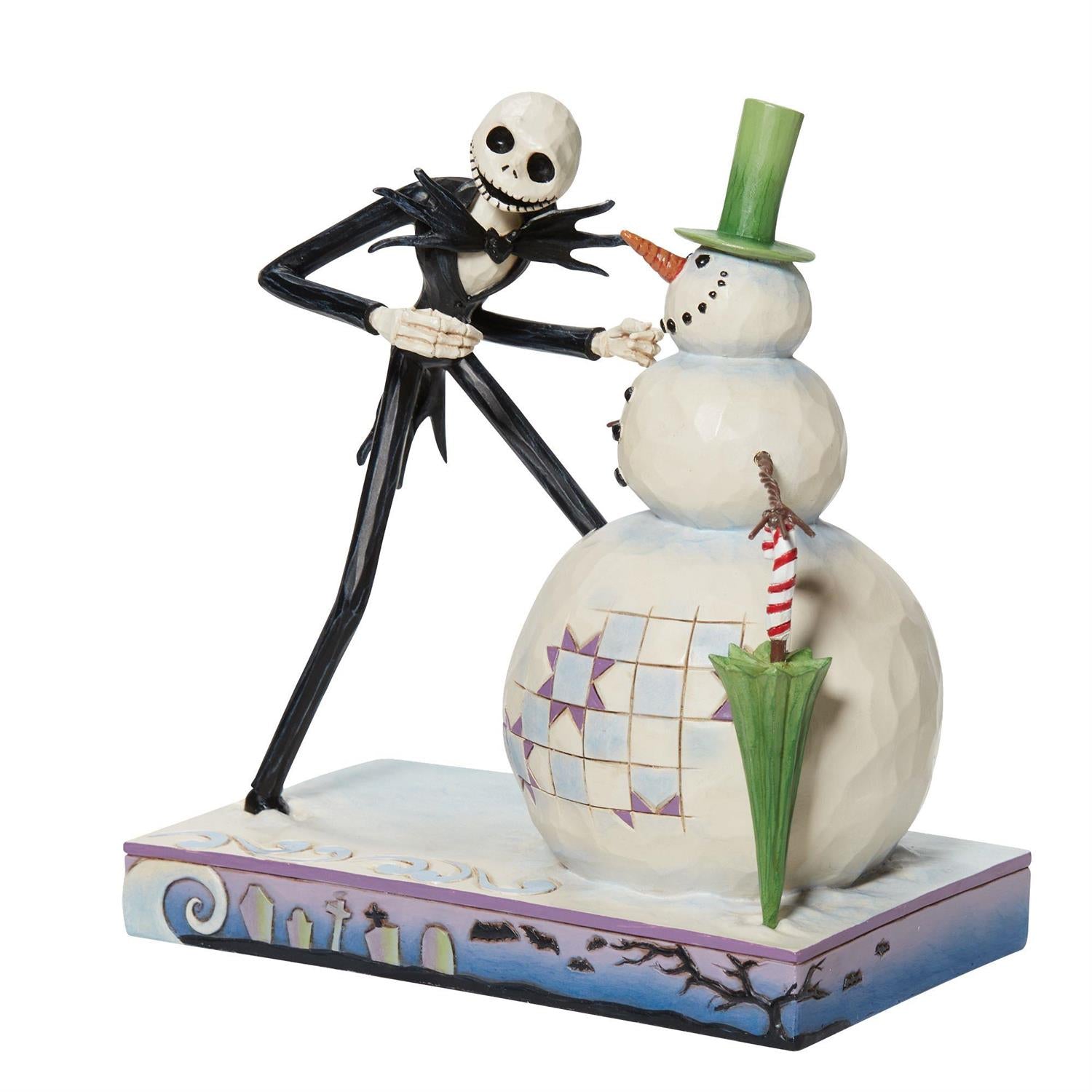 A Snowy Discovery - Nightmare Before Christmas Jack with Snowman  - Country N More Gifts