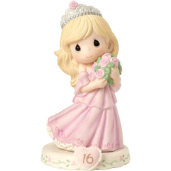 16 Age Sixteen Blonde - Girl In Tiara With Bouquet Of Flowers  - Country N More Gifts