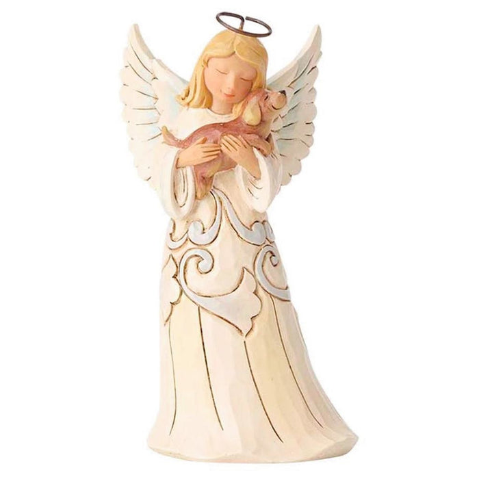 Faithful Friend - White Farmhouse Angel with Dog