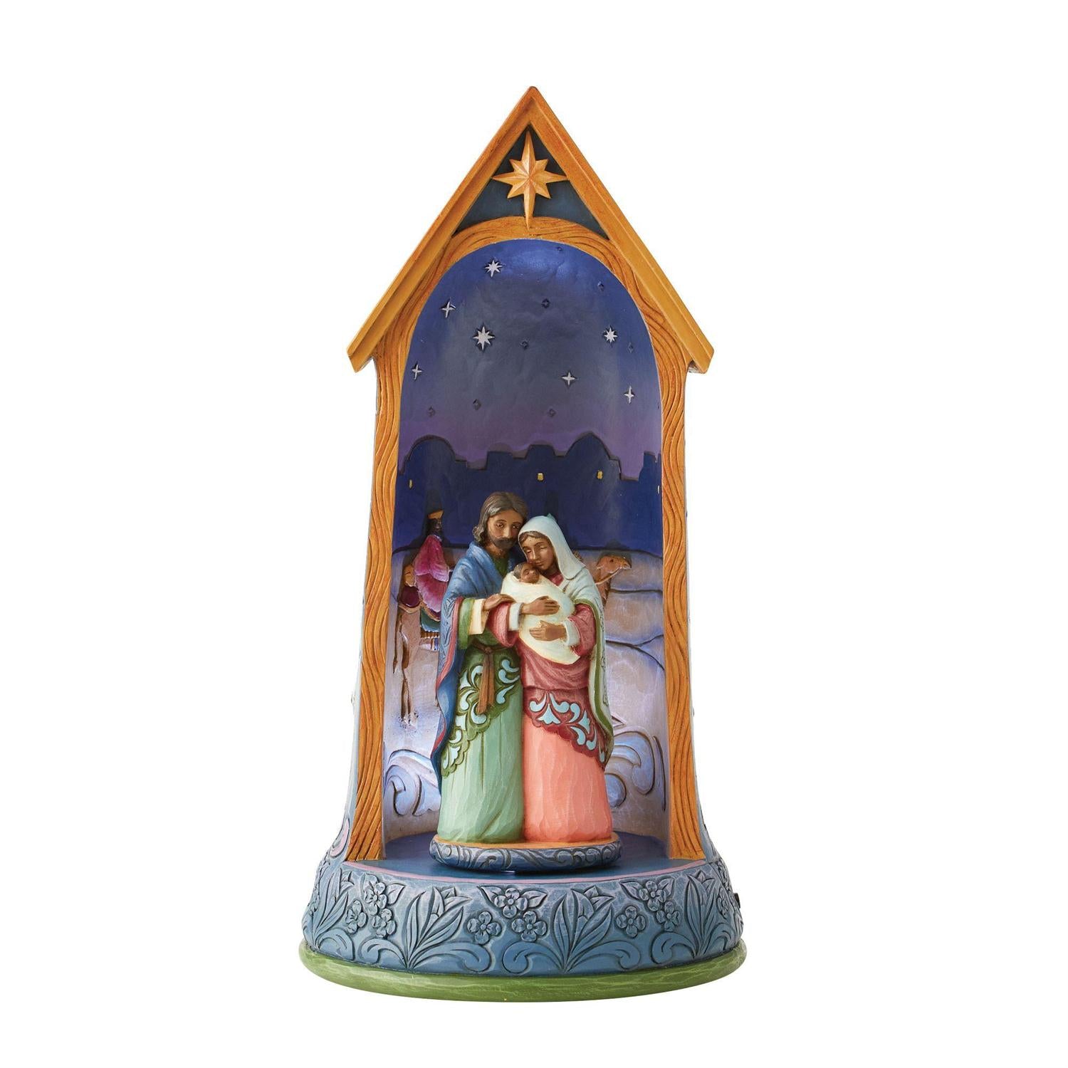 BOX DAMAGE - African American Lighted Holy Family in Stable - Country N More Gifts