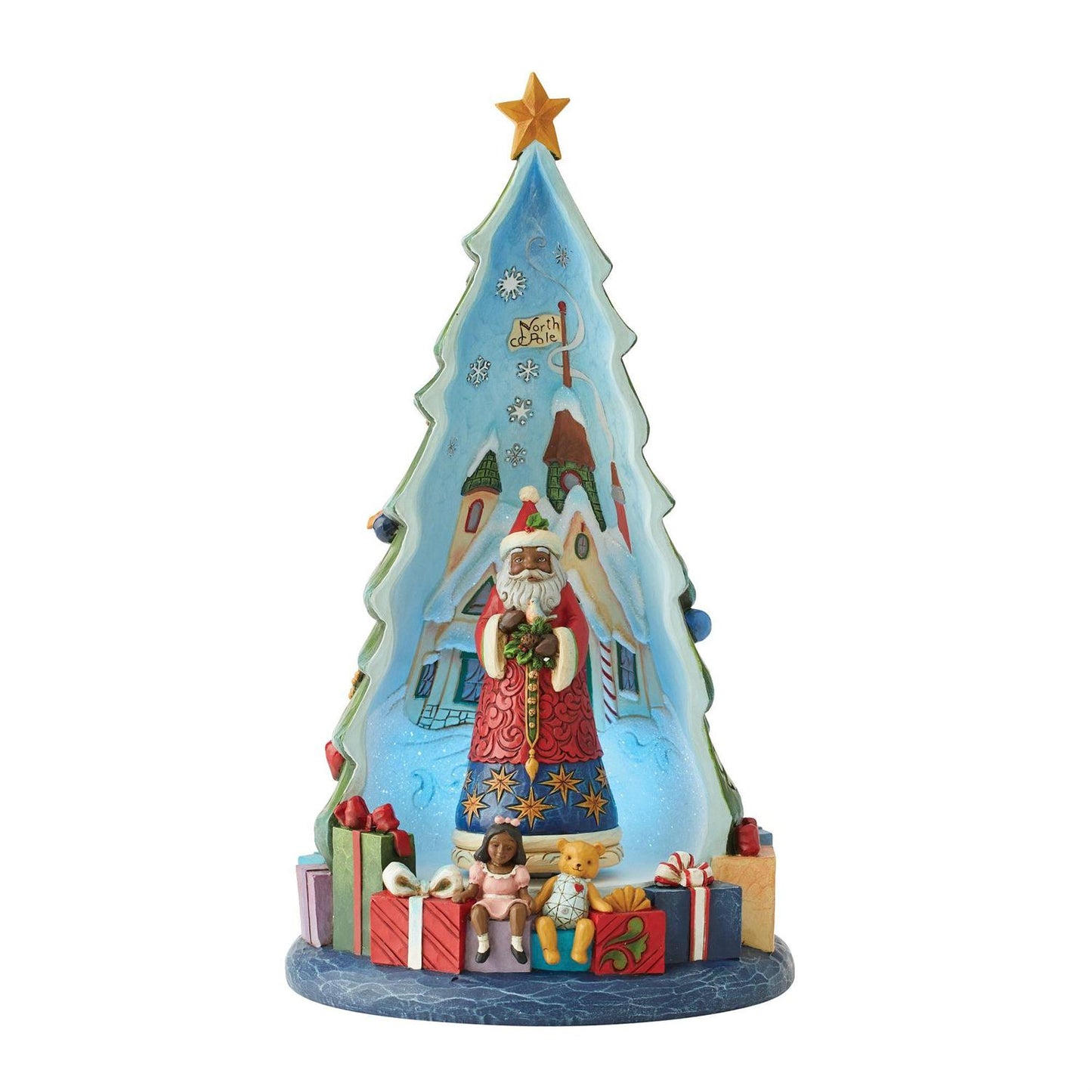 DAMAGED - African American Lighted Santa - Country N More Gifts